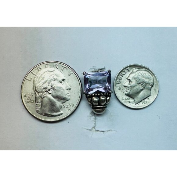 Vintage Estate Sterling Silver 925 Amethyst Stud Earrings, 7.8g, Marked NF - Picture 9 of 10